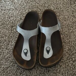 Silver Birkenstock sandals